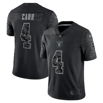 mens nike derek carr black las vegas raiders rflctv limited